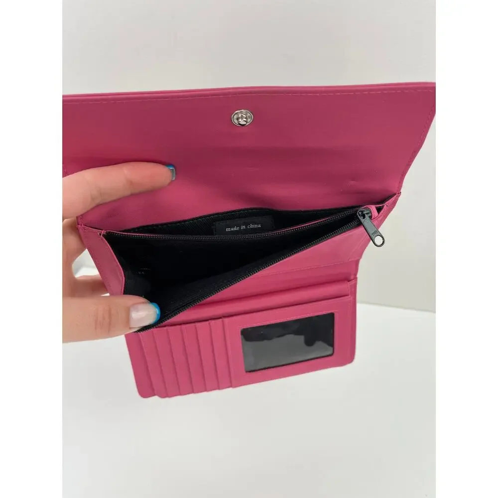 VTG Kate Spade Bubblegum Pink Foldover Clutch Wallet Barbiecore Card Money Y2K - Picture 8 of 10